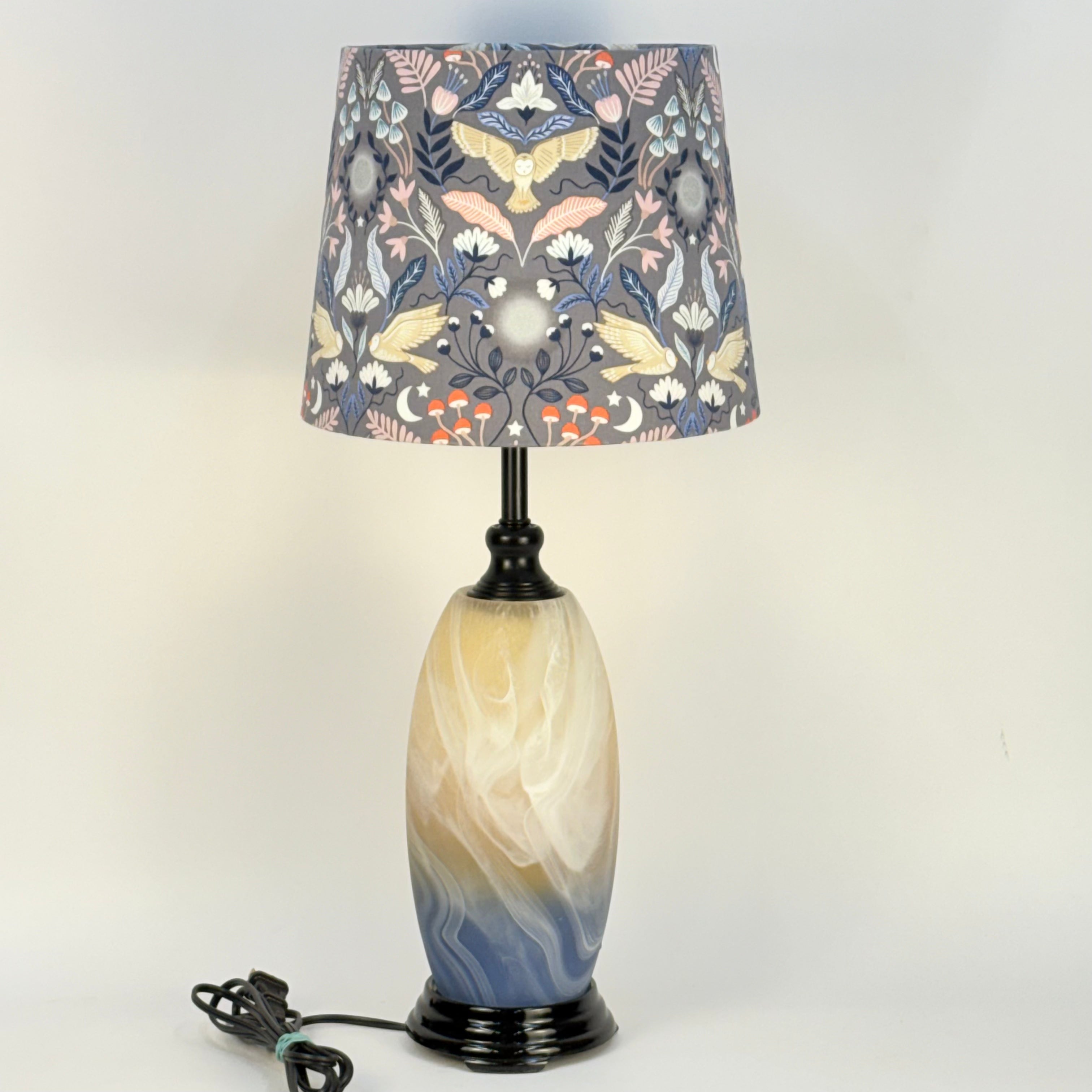 Art Glass Lamp in Blue, Sandy Brown and White